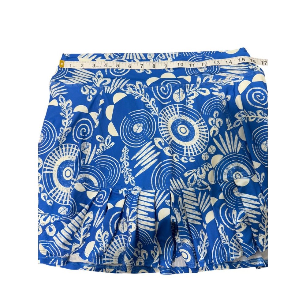 DonaJo Womens Skort Size XL Blue White Print Pleated Skirt - Picture 4 of 6